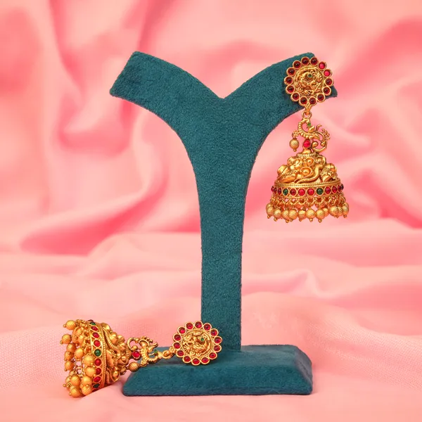 Ruby_Green_Antique_Dazzling_Gold_Plated_Jhumka