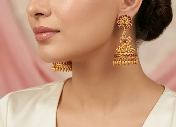 Ruby_Green_Antique_Dazzling_Gold_Plated_Jhumka