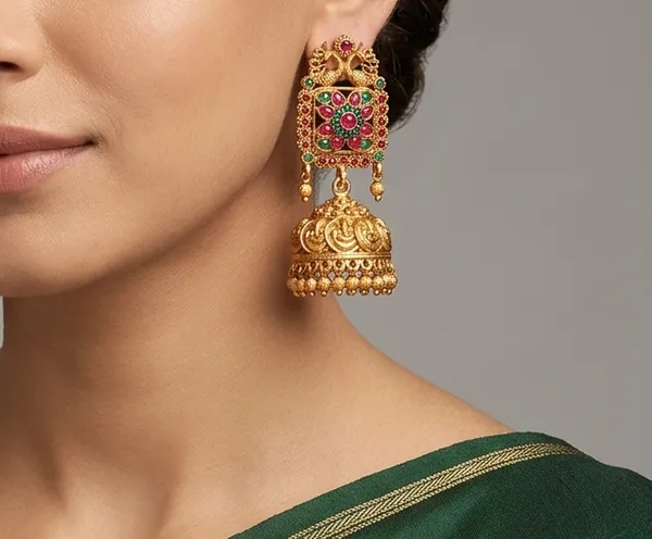 Ruby_Green_Antique_Jhumka