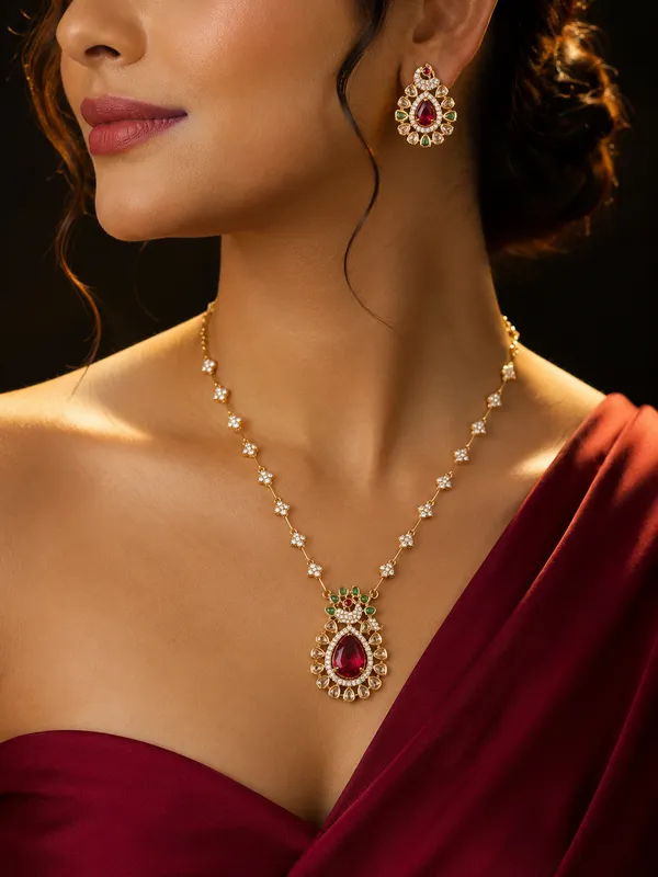 Ruby_Green_Blossom_Necklace_Set