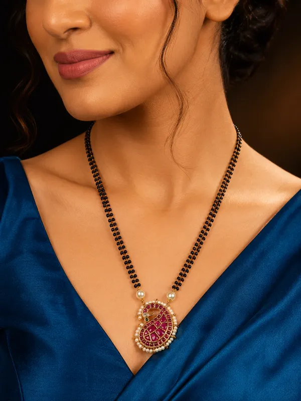 Ruby_Green_Antique_Jadau_Keri_Shape_Mangalsutra