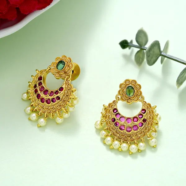 Multicoloured_Ruby_Gold_Plated_Earring_Set