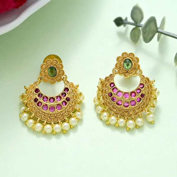 Multicoloured_Ruby_Gold_Plated_Earring_Set