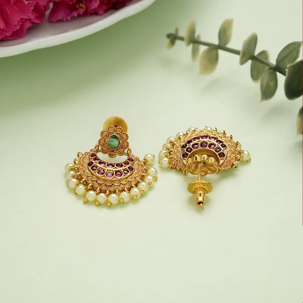 Multicoloured_Ruby_Gold_Plated_Earring_Set