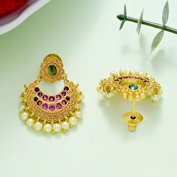 Multicoloured_Ruby_Gold_Plated_Earring_Set