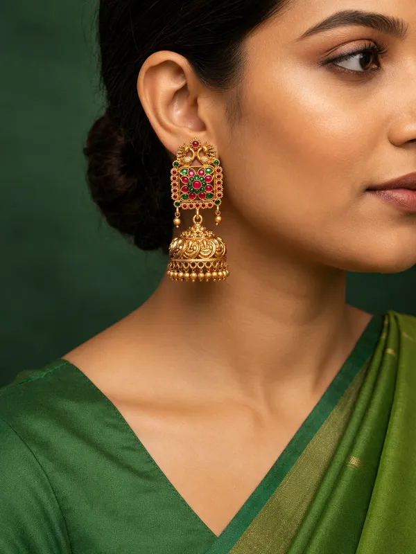 Ruby_Green_Antique_Square_shape_studs