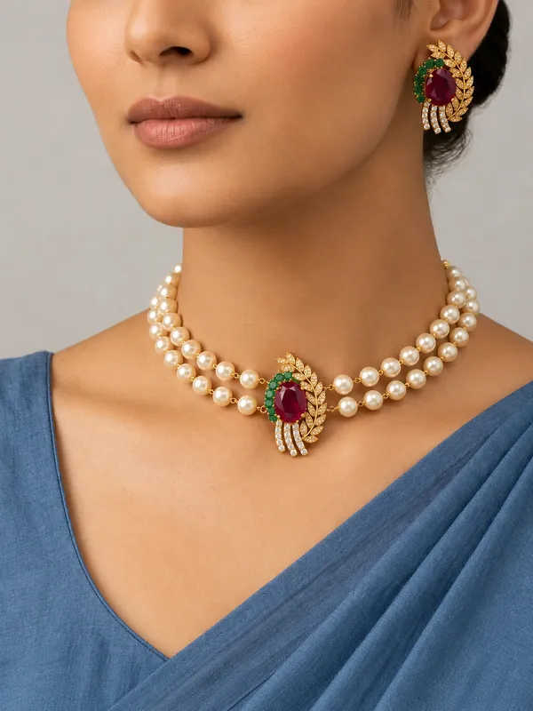 Maharani_Pearl_Bloom_Choker_Set