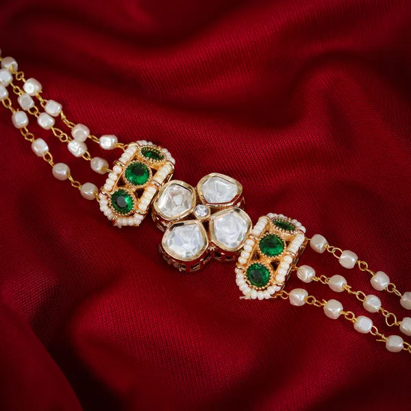 Green_White_Kundan_Green_Pearl_Chain_Bracelet