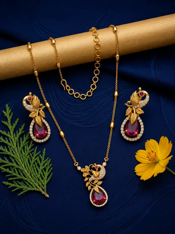 Mayura_Ruby_Dewdrop_Necklace_Set