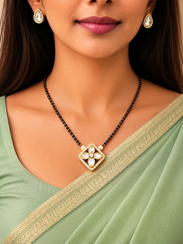 White_Traditional_Kundan_Mangalsutra_Set