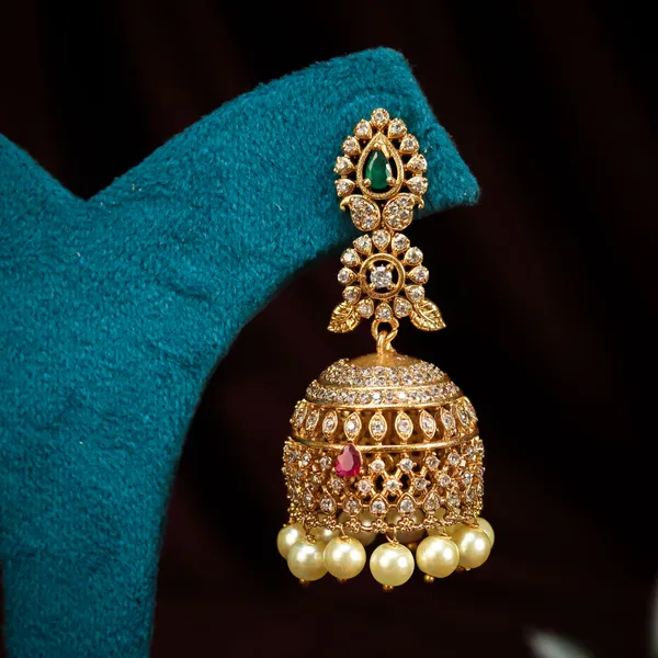 Ruby_Green_Cz_Fusion_Jhumka