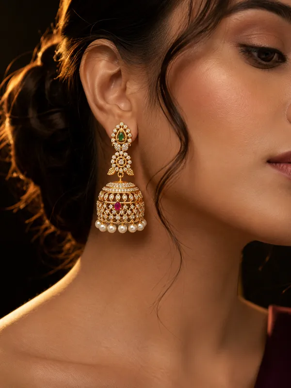 Ruby_Green_Cz_Fusion_Jhumka
