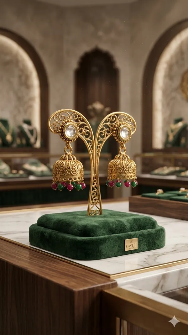 Kundan_ruby_red__green_Jhumka_Earrings