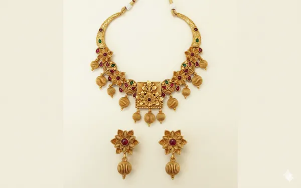 Rajwada_Floral_Antique_Gold_Necklace_Set