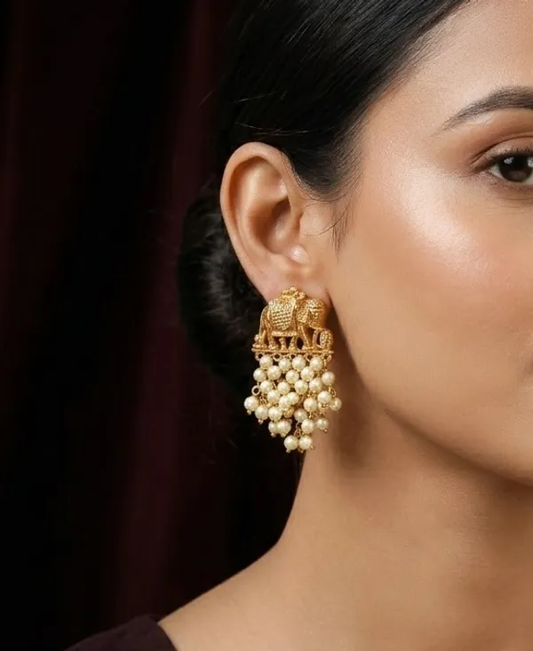 Gold_Pearl_Elegant_Gold_Pearl_Earring_Set_For_Women