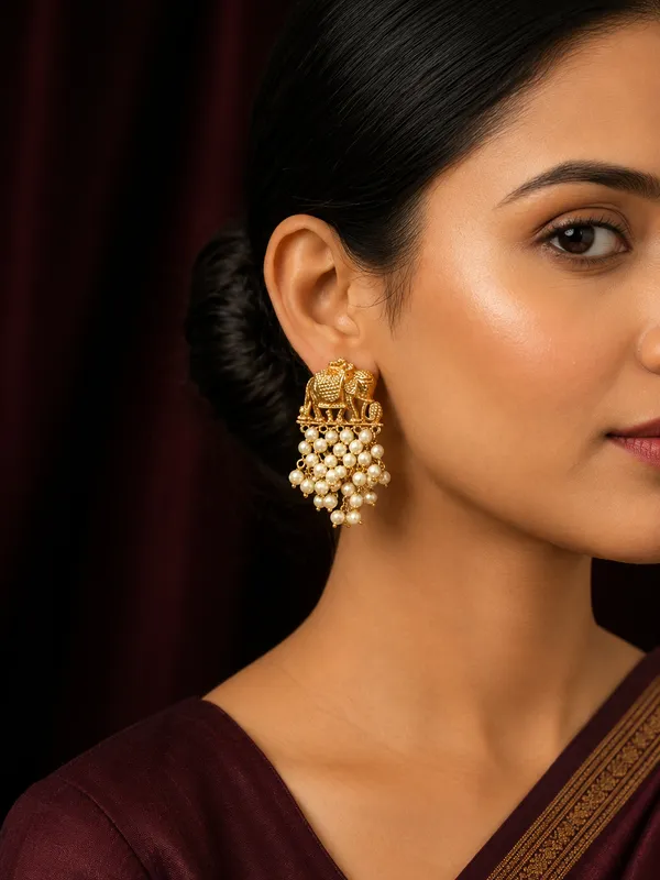 Gold_Pearl_Elegant_Gold_Pearl_Earring_Set_For_Women