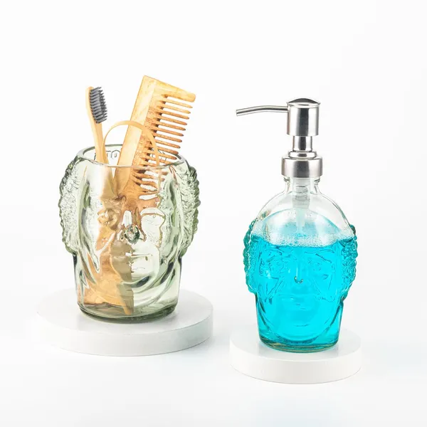 Pack_Of_5_Old_Monk_Soap_Dispenser_With_Toothbrush_Holder_Bathware_Shelves_With_Bamboo_Toothbrush,_Tongue_Cleaner_&_Kacchi_Neem_Wooden_Comb,_Soap_Dispenser,_Toothbrush_Holder
