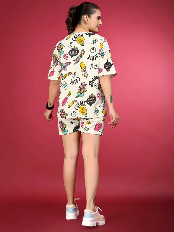White_Printed_Valentino_Elastane_Co-ord_Set_For_Women_|_Regular_Round_Neck_Short_Sleeve