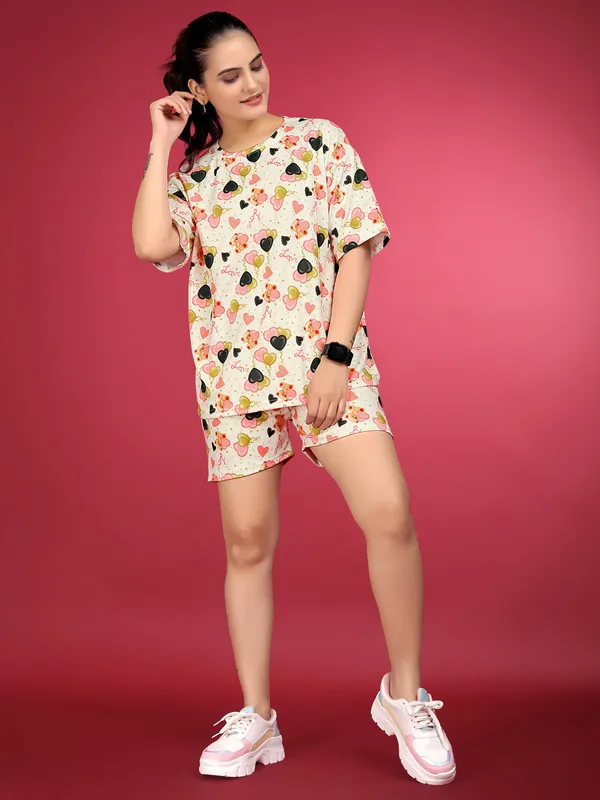 Multi_Colour_Valentino_Elastane_Co-ord_Set_For_Women_|_Regular_Round_Neck_Short_Sleeve