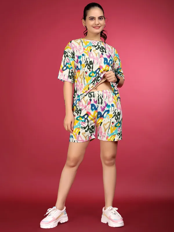 Multi_Colour_Valentino_Elastane_Co-ord_Set_For_Women_|_Regular_Round_Neck_Short_Sleeve