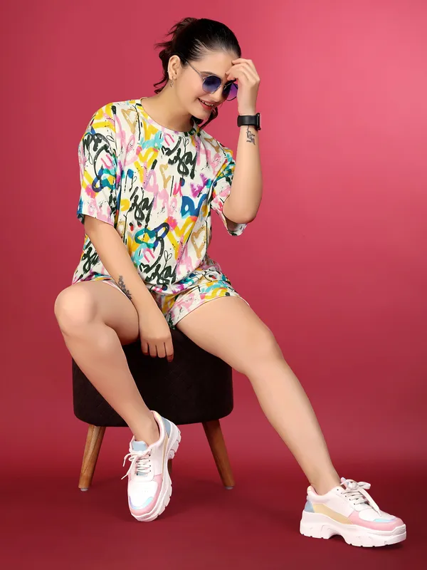 Multi_Colour_Valentino_Elastane_Co-ord_Set_For_Women_|_Regular_Round_Neck_Short_Sleeve