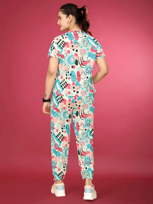 Multi_Colour_Valentino_Elastane_T-Shirt_&_Pyjamas_Set_For_Women_|_Regular_Round_Neck_Short_Sleeve