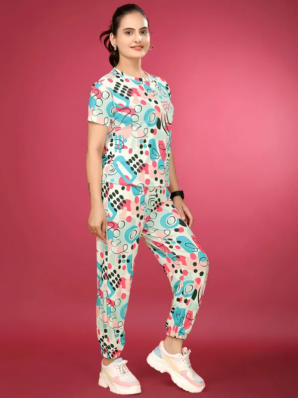 Multi_Colour_Valentino_Elastane_T-Shirt_&_Pyjamas_Set_For_Women_|_Regular_Round_Neck_Short_Sleeve