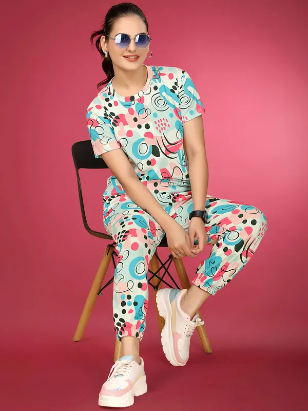 Multi_Colour_Valentino_Elastane_T-Shirt_&_Pyjamas_Set_For_Women_|_Regular_Round_Neck_Short_Sleeve