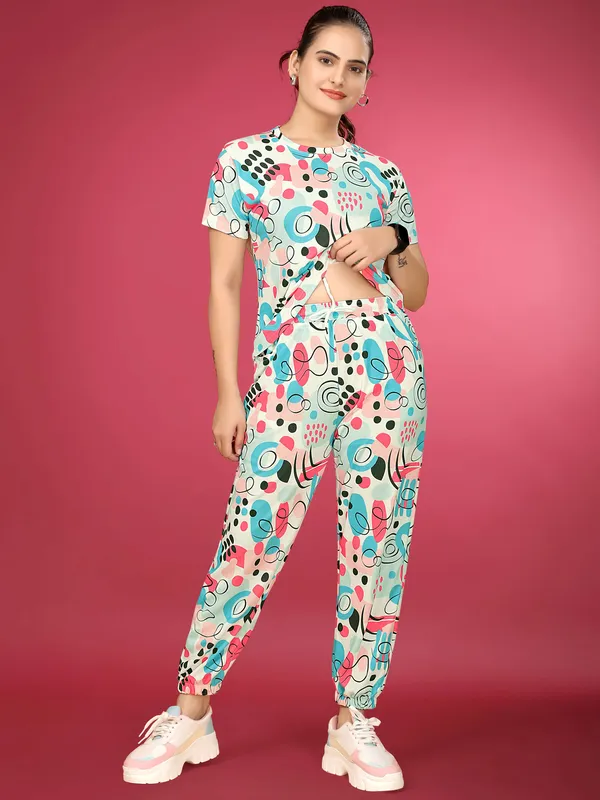 Multi_Colour_Valentino_Elastane_T-Shirt_&_Pyjamas_Set_For_Women_|_Regular_Round_Neck_Short_Sleeve