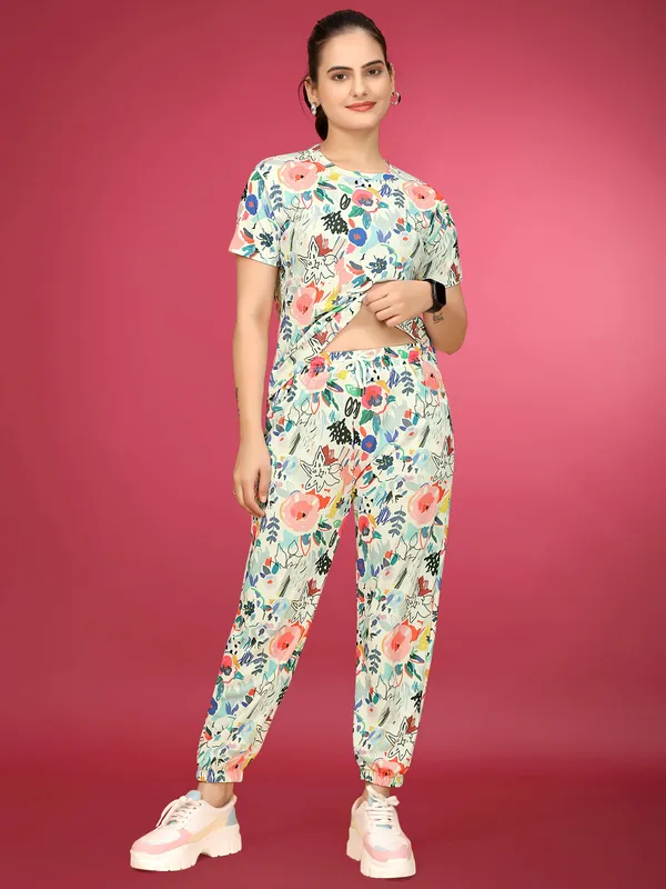 Multi_Colour_Valentino_Elastane_T-Shirt_&_Pyjamas_Set_For_Women_|_Regular_Round_Neck_Short_Sleeve