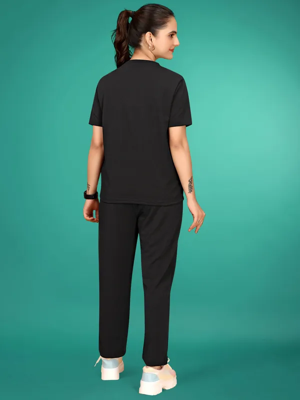Black_Solid_Valentino_Elastane_NightSuit_Set_For_Women_|_Regular_Round_Neck_Short_Sleeve