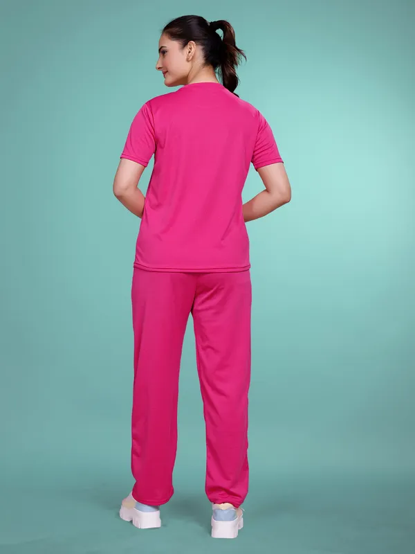 Pink_Solid_Valentino_Elastane_NightSuit_Set_For_Women_|_Regular_Round_Neck_Short_Sleeve