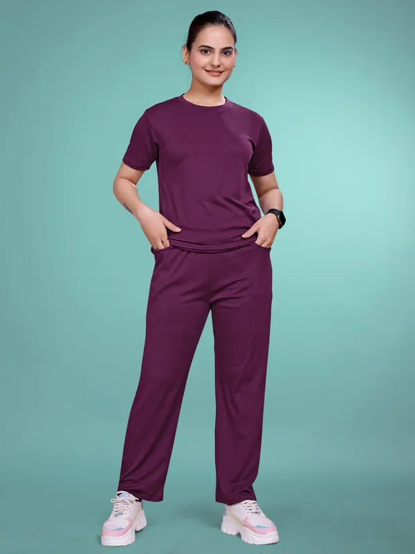 Purple_Solid_Valentino_Elastane_NightSuit_Set_For_Women_|_Regular_Round_Neck_Short_Sleeve