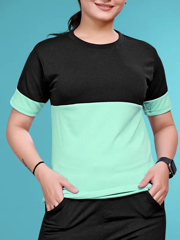 Pastle_Mint_Solid_Elastane_TrackSuit_Set_For_Women_|_Regular_Round_Neck_Short_Sleeve