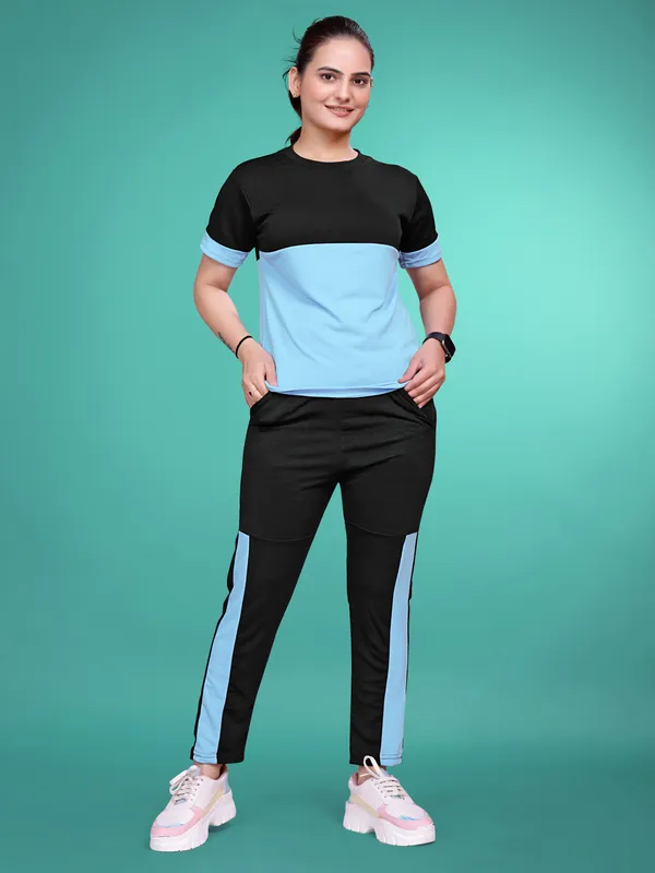 Blue_Solid_Elastane_TrackSuit_Set_For_Women_|_Regular_Round_Neck_Short_Sleeve