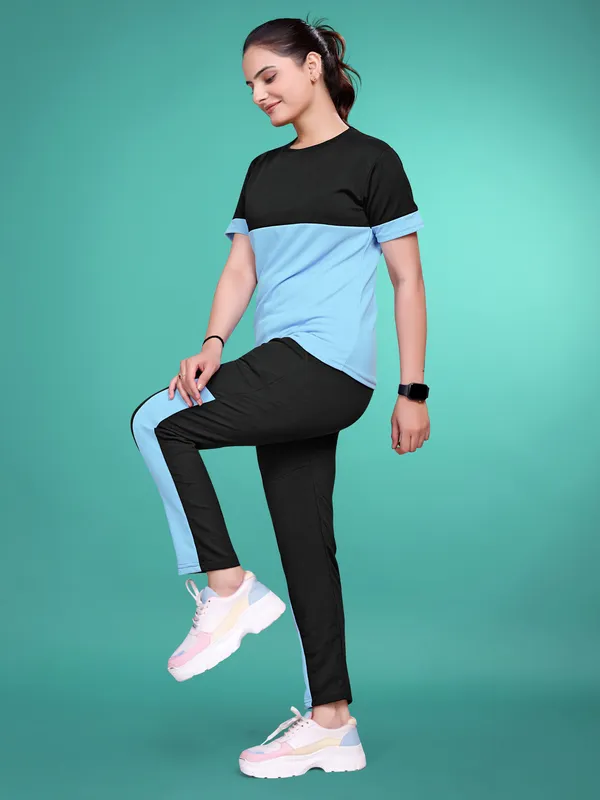 Blue_Solid_Elastane_TrackSuit_Set_For_Women_|_Regular_Round_Neck_Short_Sleeve