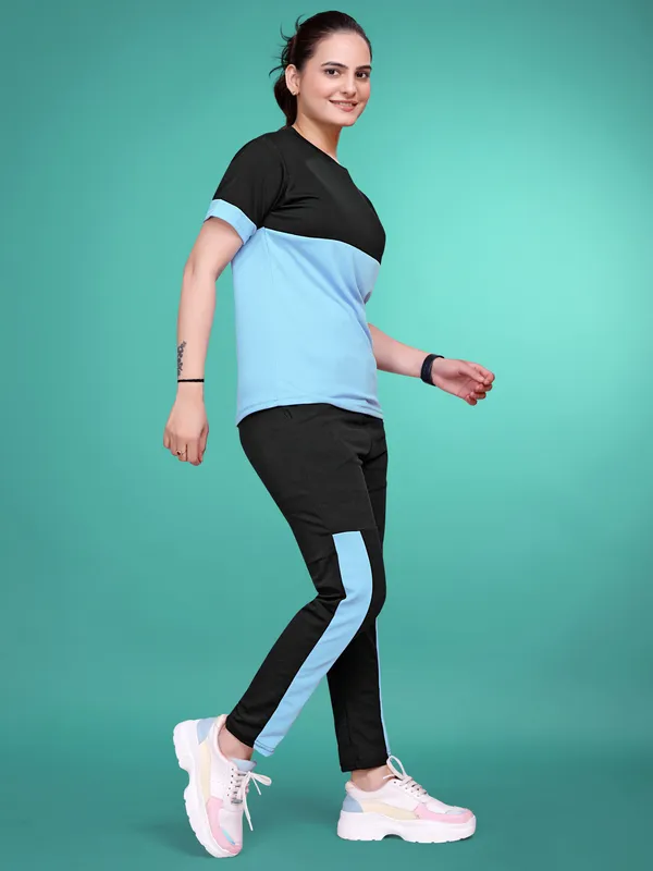 Blue_Solid_Elastane_TrackSuit_Set_For_Women_|_Regular_Round_Neck_Short_Sleeve