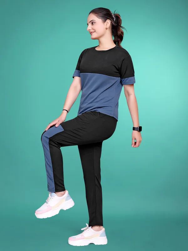 Blue_Solid_Elastane_TrackSuit_Set_For_Women_|_Regular_Round_Neck_Short_Sleeve