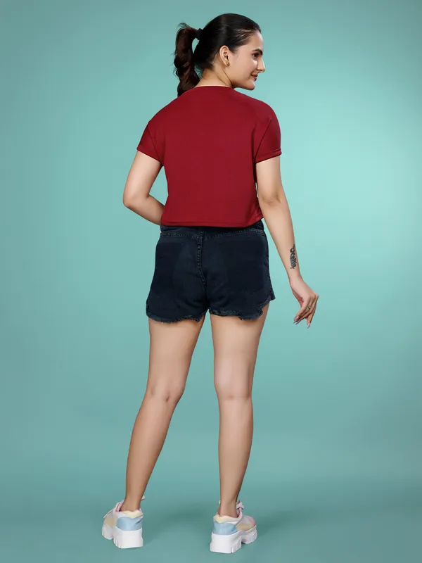 Maroon_Valentino_Elastane_Crop_Top_For_Women_|_Regular_Round_Neck_Short_Sleeve