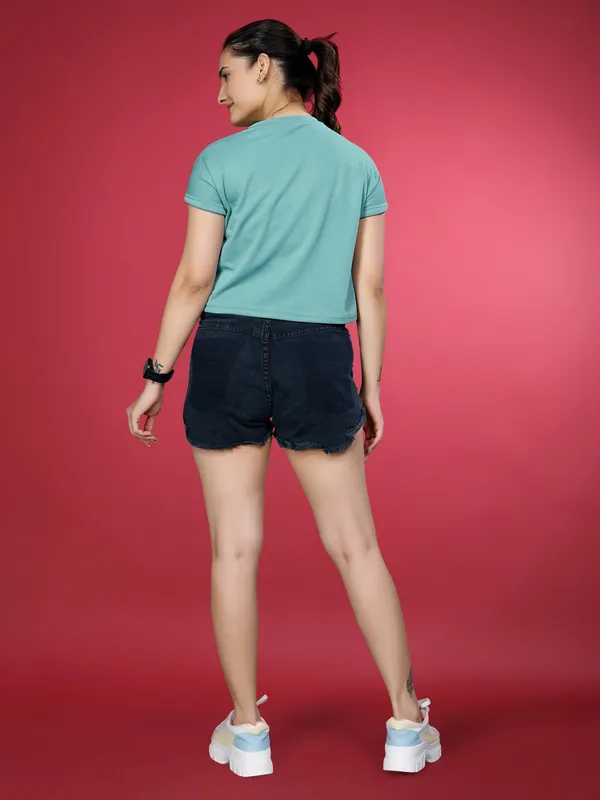 Mint_Valentino_Elastane_Crop_Top_For_Women_|_Regular_Round_Neck_Short_Sleeve