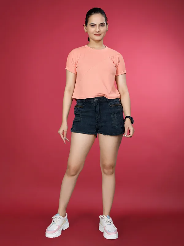 Peach_Valentino_Elastane_Crop_Top_For_Women_|_Regular_Round_Neck_Short_Sleeve