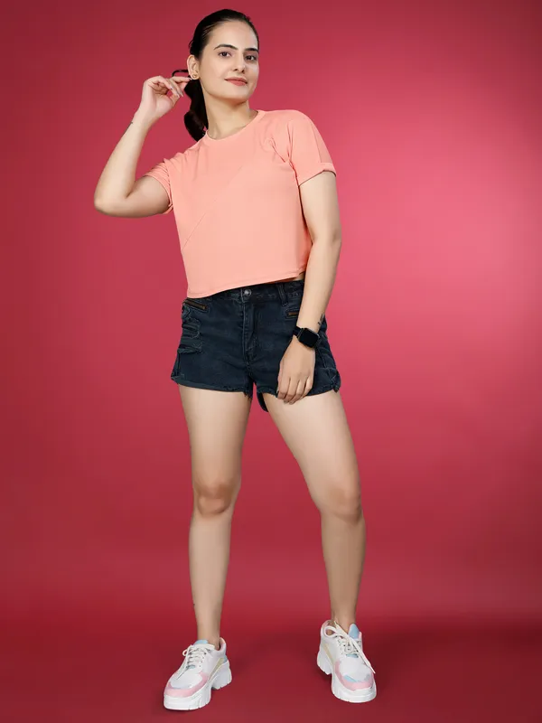Peach_Valentino_Elastane_Crop_Top_For_Women_|_Regular_Round_Neck_Short_Sleeve