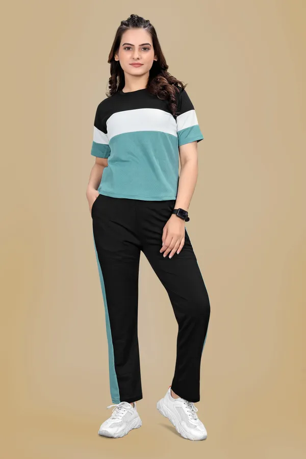 Blue_Striped_Elastane_Track_Suit_For_Women_|_Regular_Round_Neck_Short_Sleeve