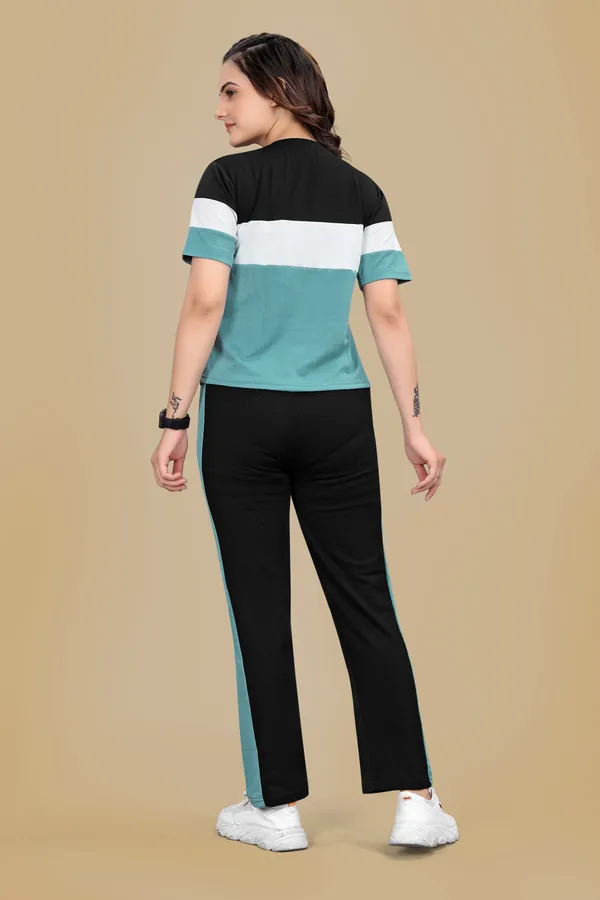 Blue_Striped_Elastane_Track_Suit_For_Women_|_Regular_Round_Neck_Short_Sleeve