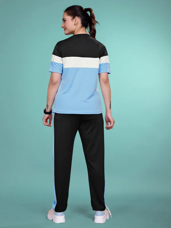 SkyBlue__Printed_Elastane_TrackSuit_Set_For_Women_|_Regular_Round_Neck_Short_Sleeve