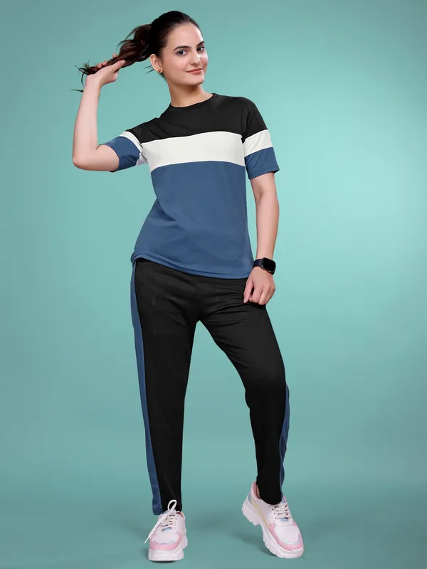 Tarkis_Blue__Printed_Elastane_TrackSuit_Set_For_Women_|_Regular_Round_Neck_Short_Sleeve