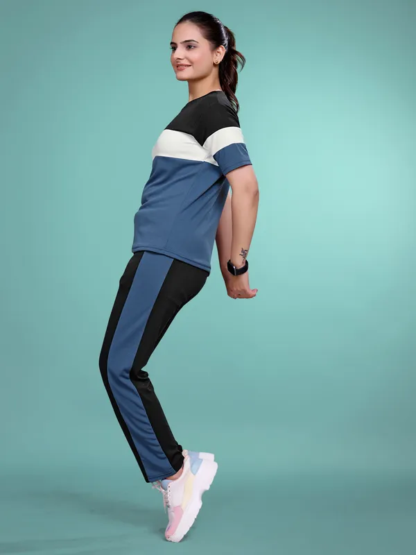 Tarkis_Blue__Printed_Elastane_TrackSuit_Set_For_Women_|_Regular_Round_Neck_Short_Sleeve