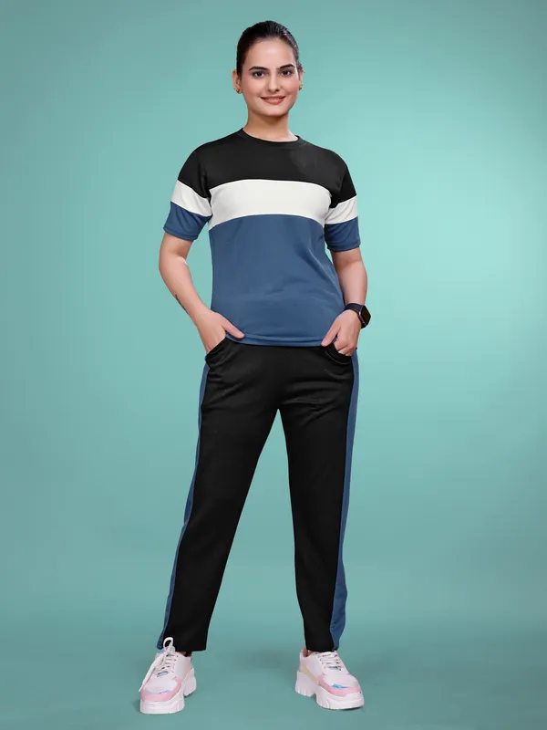 Tarkis_Blue__Printed_Elastane_TrackSuit_Set_For_Women_|_Regular_Round_Neck_Short_Sleeve