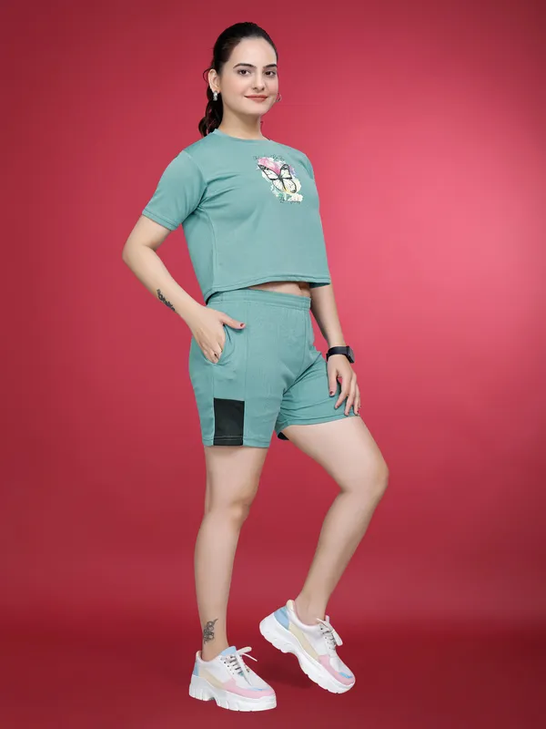 Mint_Printed_Elastane_Co-ord_Set_For_Women_I_Regular_Round_Neck_Short_Sleeve