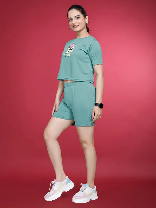 Mint_Printed_Elastane_Co-ord_Set_For_Women_I_Regular_Round_Neck_Short_Sleeve